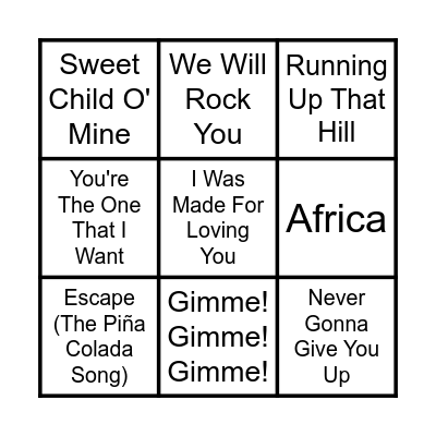 Music Bingo Card