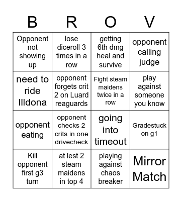 BRO V-Premium Luard Bingo Card