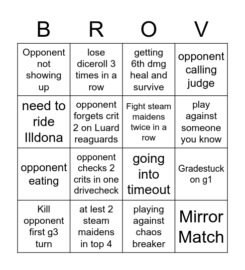 BRO V-Premium Luard Bingo Card