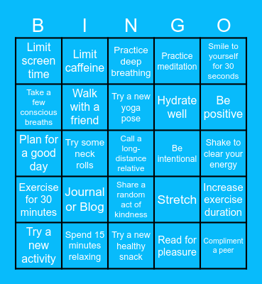 Mindful March Bingo Card