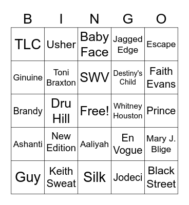 DJ Bingo Card