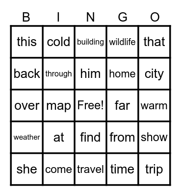 Unit 26 Bingo Card