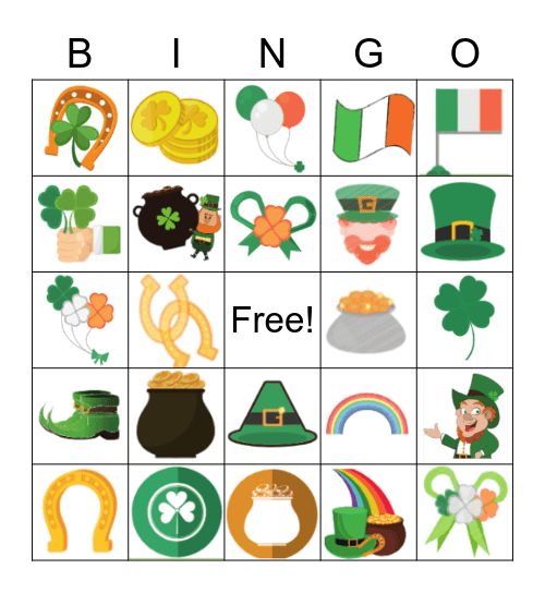 St Patrick's Day Bingo Card