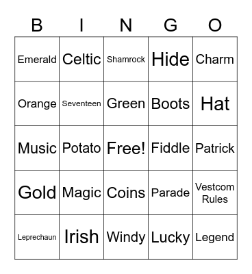 St. Pattys Edition Bingo Card