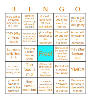 Bingo Hours at Formal Bingo Card