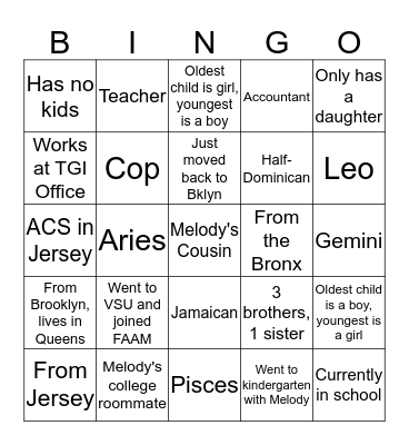 Who's Who? Bingo Card