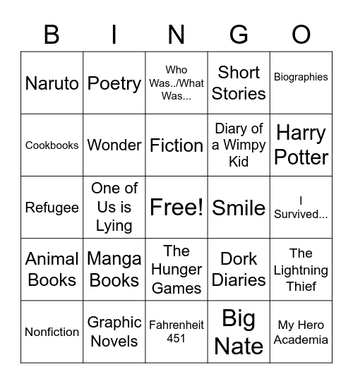 Read Across America Bingo Card