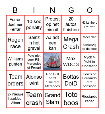 F1-Gezelschip 2023 Bingo Card