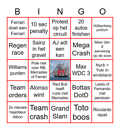 F1-Gezelschip 2023 Bingo Card