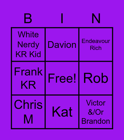 Our OPPS Bingo Card