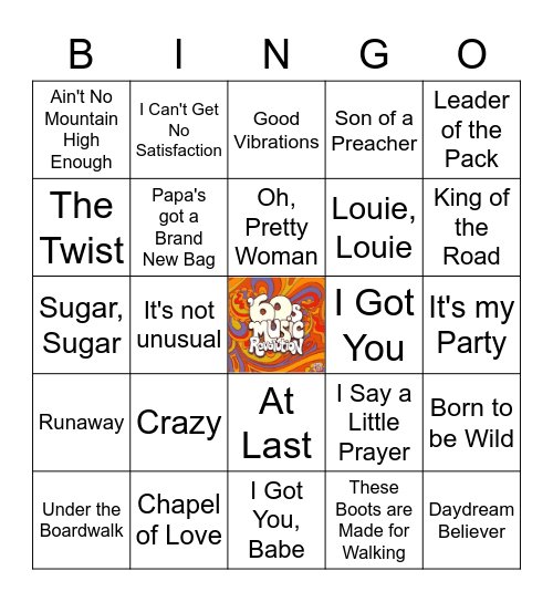 60s Music Bingo Card