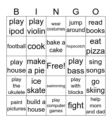 What do we do with our siblings? Bingo Card