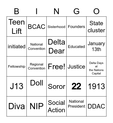 DST Bingo Card