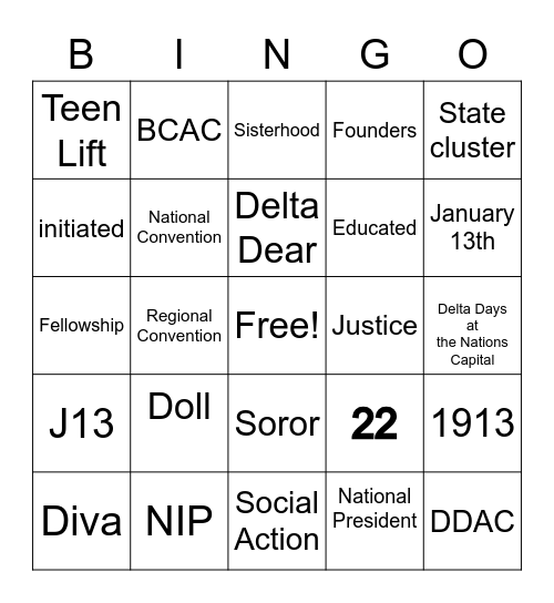 DST Bingo Card