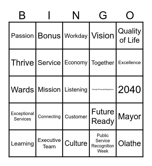 CMO Onboarding Bingo Card