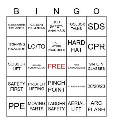 M& L SAFETY BINGO Card