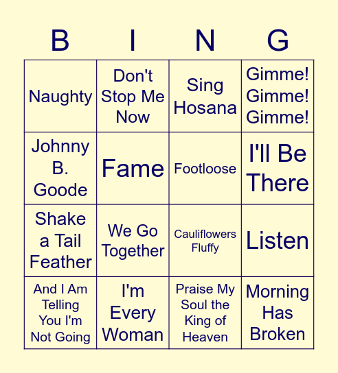 Musicals Bingo Card