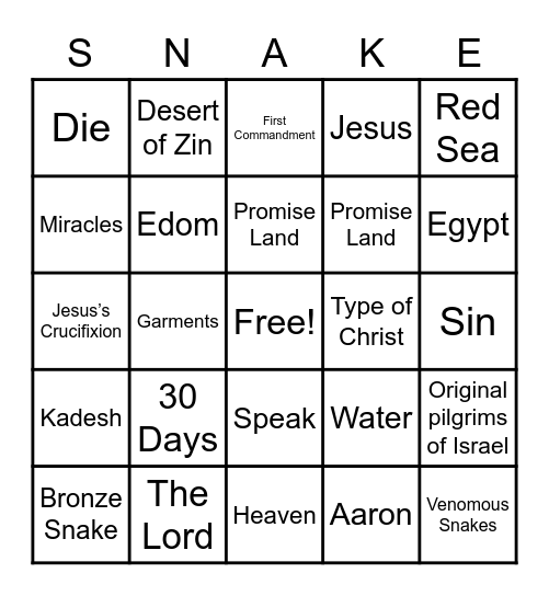 Snake Bingo Card