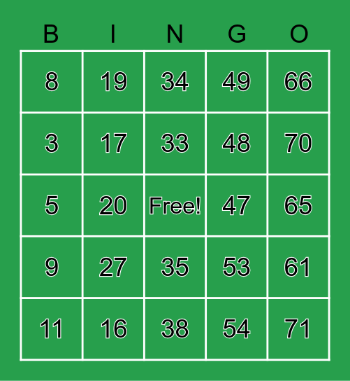 P&PS Bingo Card Bingo Card