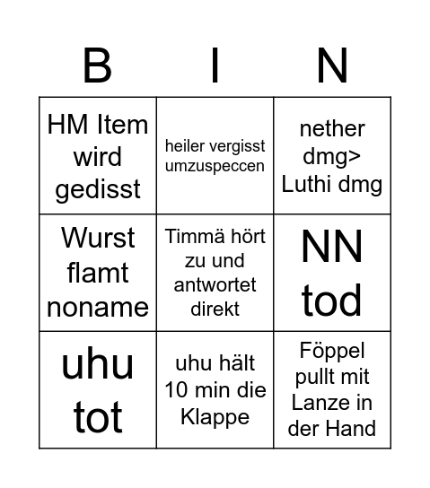 bbbb Bingo Card