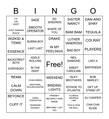 MUSIC BINGO Card