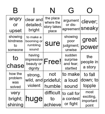 Bible Heroes Bingo Card