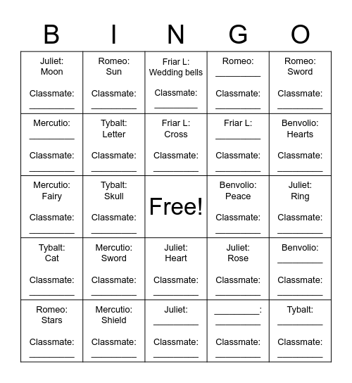 Masquerade Bingo Card