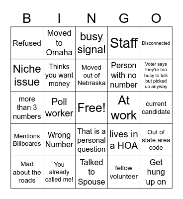 Call Time BINGO Card