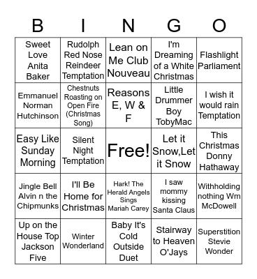 UBC Music Bingo Card