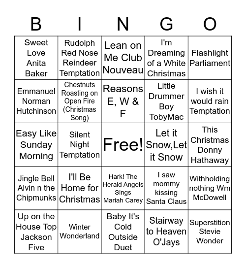 UBC Music Bingo Card