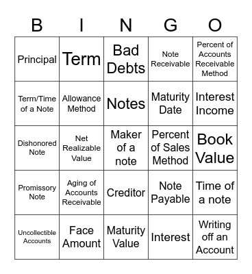 Chapter 14 BINGO Card