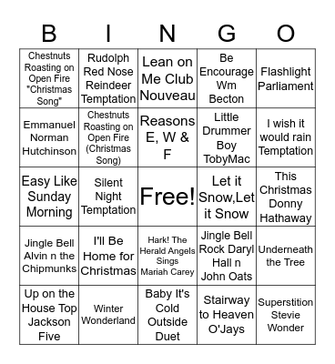 UBC Music Bingo Card