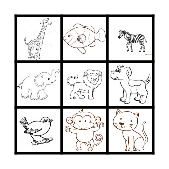 ANIMALS Bingo Card