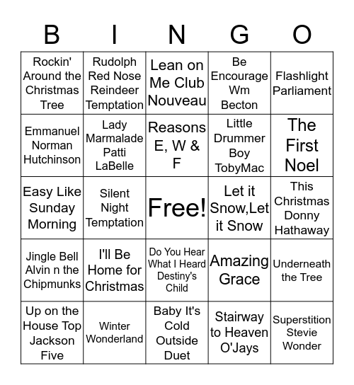 UBC Music Bingo Card