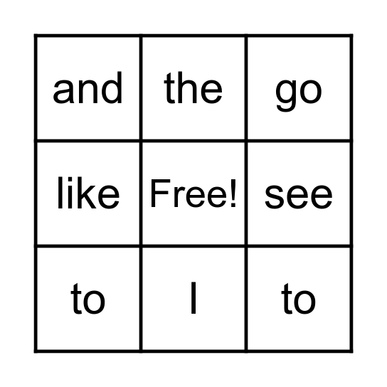ECRI Lesson 1-7 Bingo Card