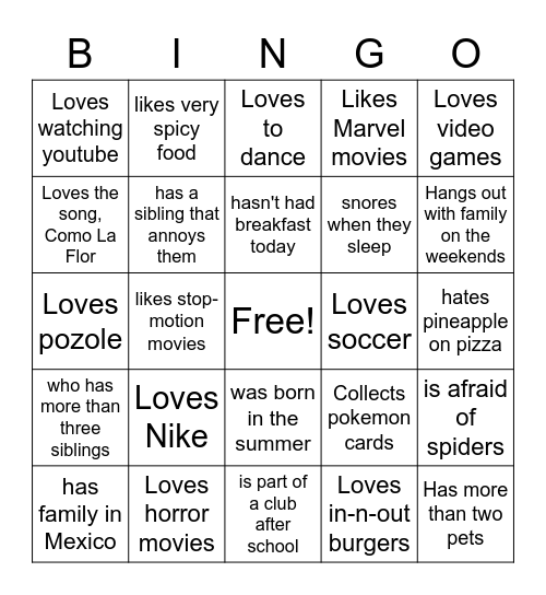Untitled Bingo Card