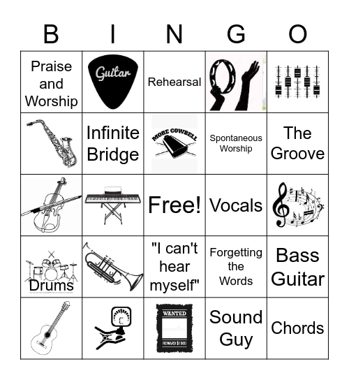 Worship Team Lingo Bingo Card