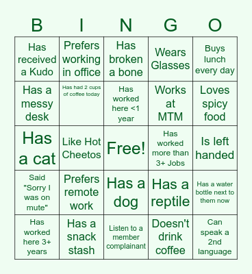 March Team Bingo Card