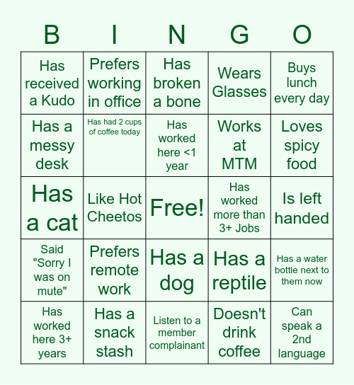 March Team Bingo Card