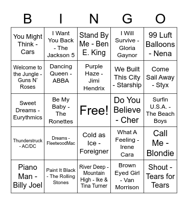Music Bingo Card
