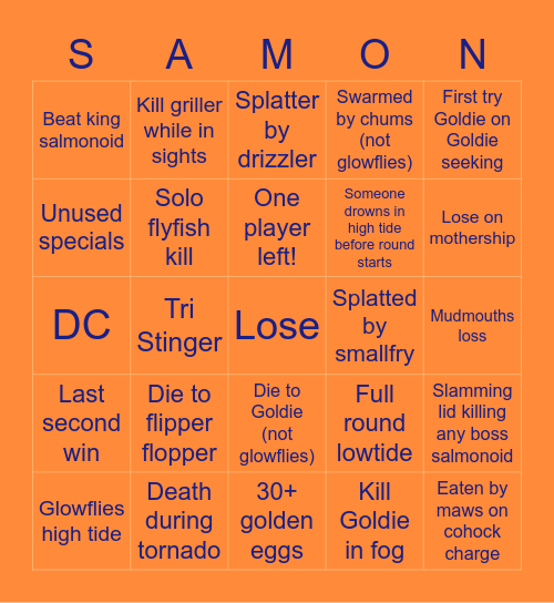 Salmon run bingo Card