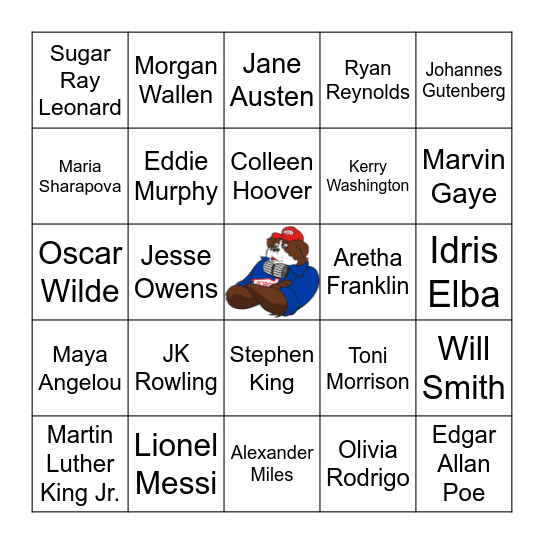 Name That Face Bingo Card