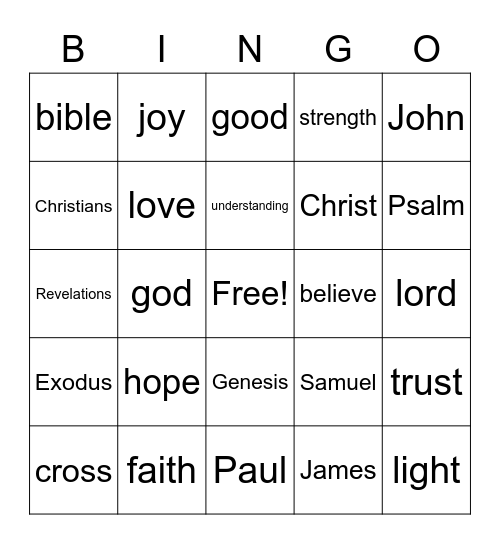 church bingo Card