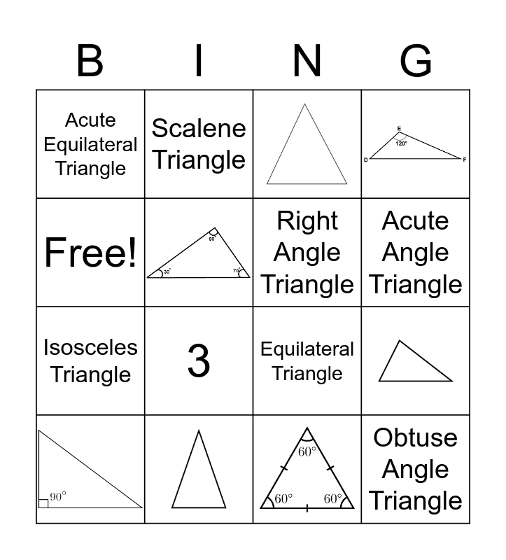 Classifying Triangles Bingo Card