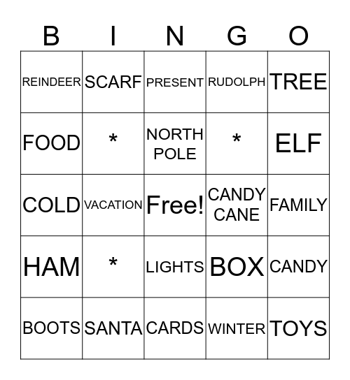 HOLIDAY BINGO Card