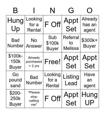 Call Night Bingo Card
