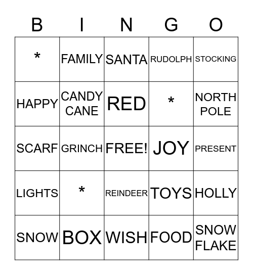 HOLIDAY BINGO Card