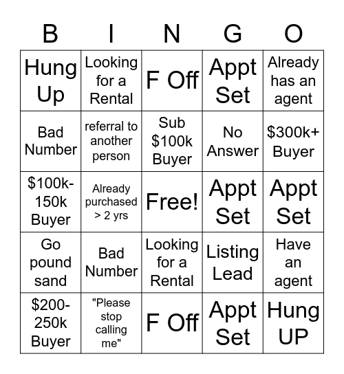 Call Night Bingo Card