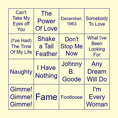 Musicals Bingo Card