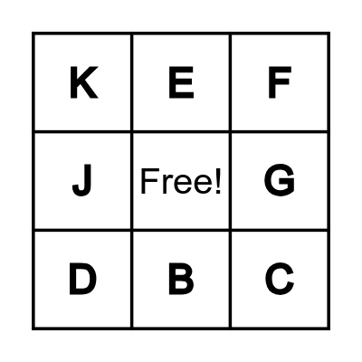 THE ALPHABET BINGO Card